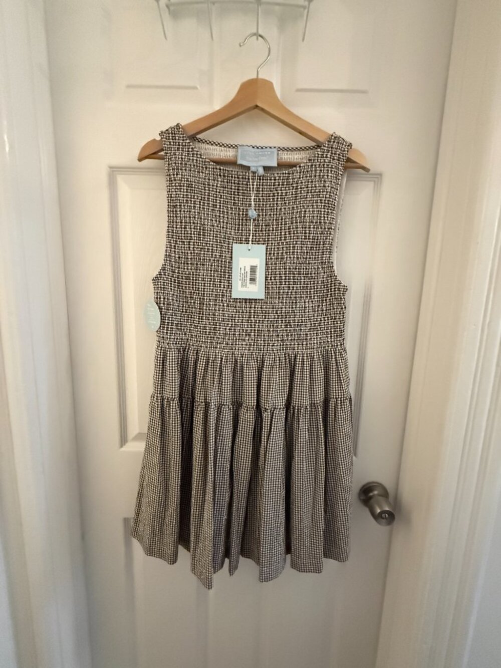 (NWT) Hill House Home Cosima Mini Nap Dress in Chocolate Gingham - Picture 5 of 6